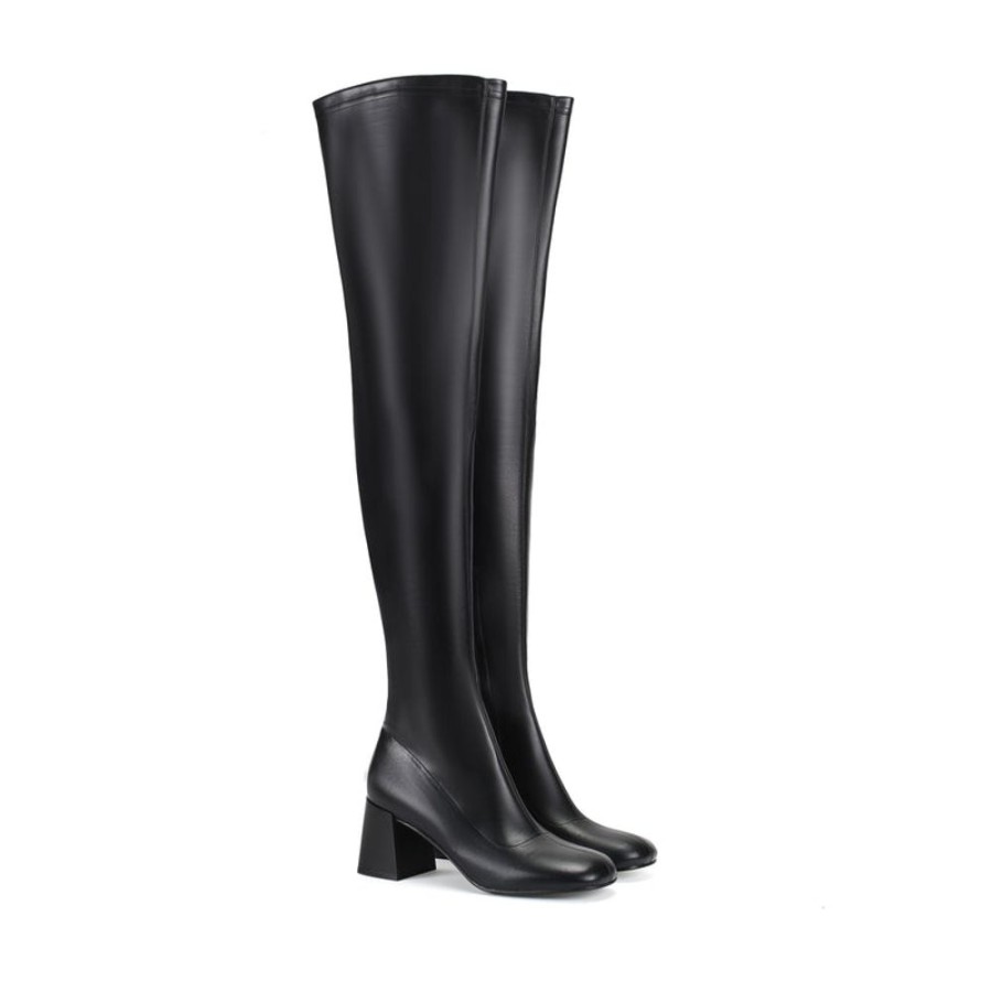 Schuhe ekonika Hohe Stiefel | Overknee-Stretchstiefel Fur Damen Demi Schwarz