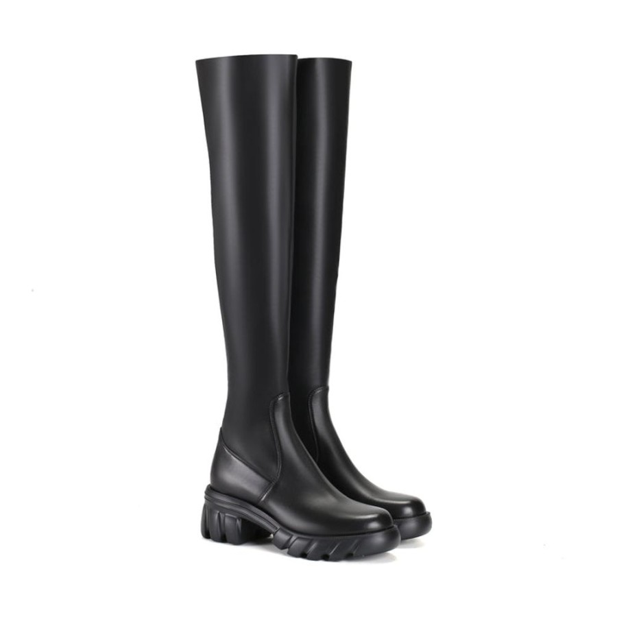 Schuhe ekonika Hohe Stiefel | Overknee-Stretchstiefel Fur Damen Demi Schwarz