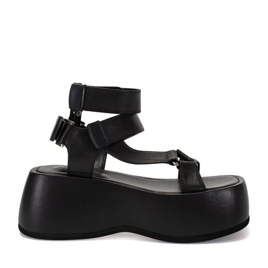 Schuhe ekonika | Damen-Sandalen Portal Schwarz