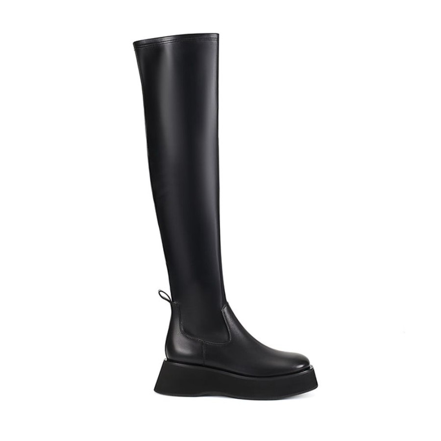 Schuhe ekonika Hohe Stiefel | Overknee-Stretchstiefel Fur Damen Demi Schwarz