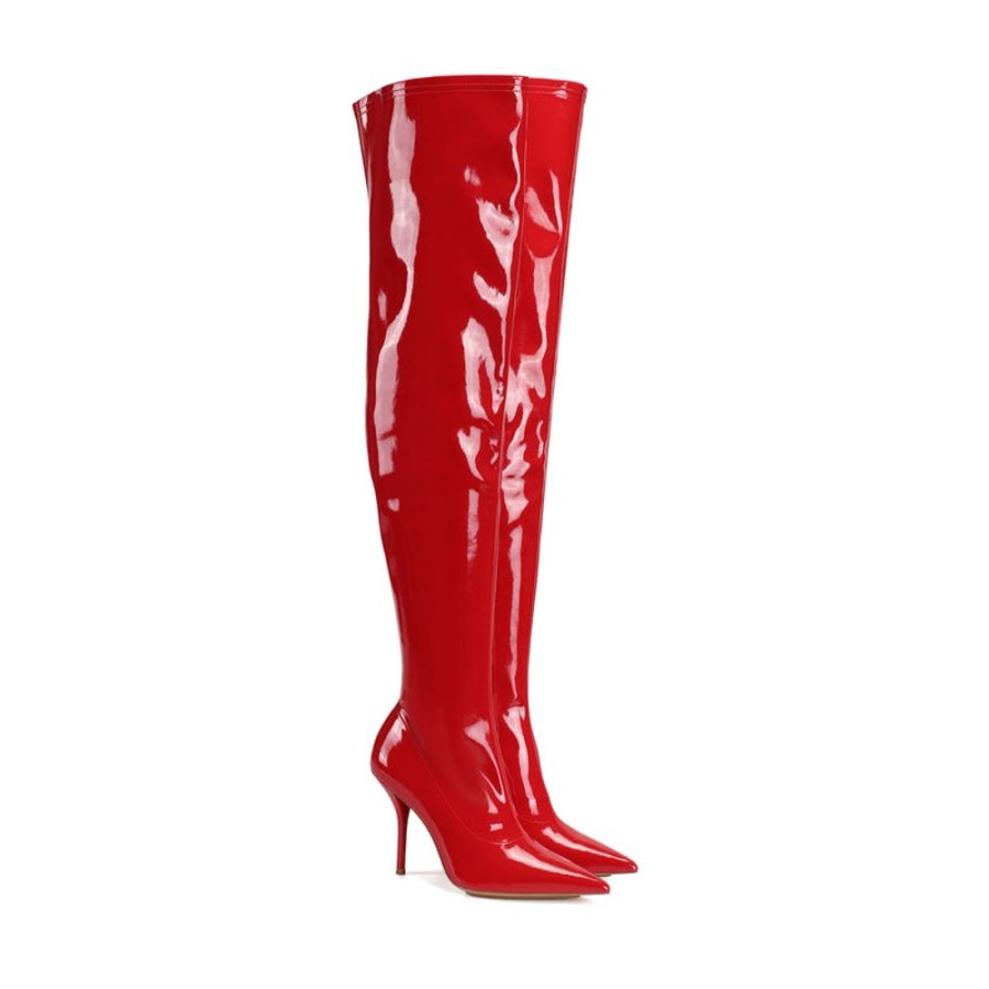 Schuhe ekonika Overkneestiefel | Damen-Halbsaison-Overkneestiefel Ekonika Rot