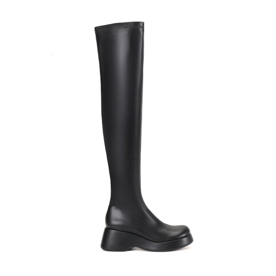 Schuhe ekonika Hohe Stiefel | Halbhohe Overknee-Stiefel Fur Damen Schwarz